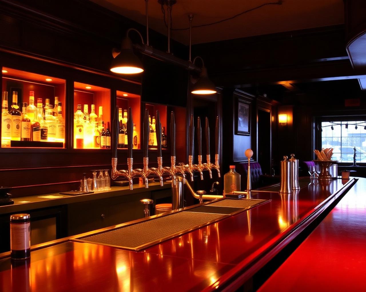 Bar with rows of taps