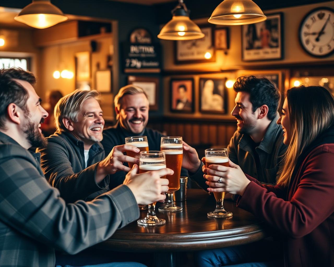 Friends toasting beers